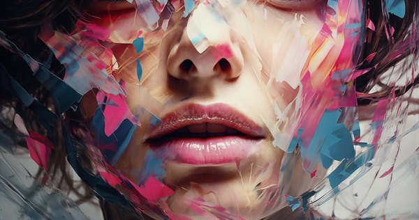 Fractured Grace – Abstract Portrait in Color Print Print
