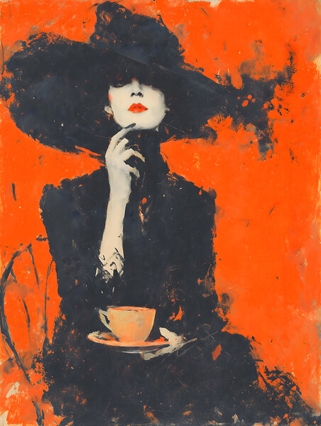 Noir Elegance Portrait – Vintage Fashion Art Print Print