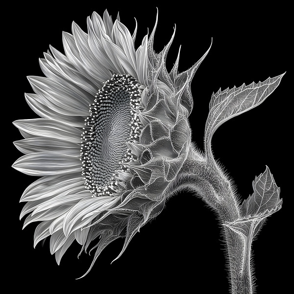 Sunflower Selfie 13 - Sunflower Portrait Art Prints Print