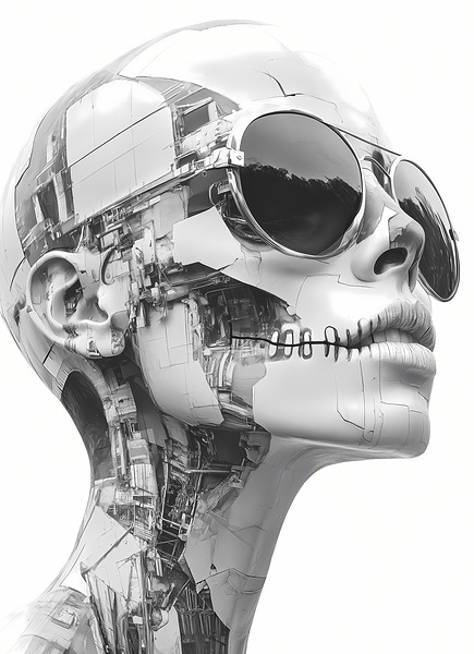 Echoes of Escher - Surreal Skull Line Art Prints Print