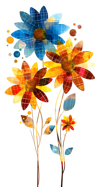 Plaid Botanica 33 - Modern Floral Art Prints Print