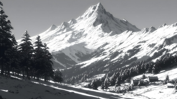 Winter In The Valley - Monochrome Landscape Art Prints Print