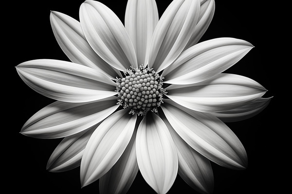 Echo in Silence – Monochrome Bloom Print Print