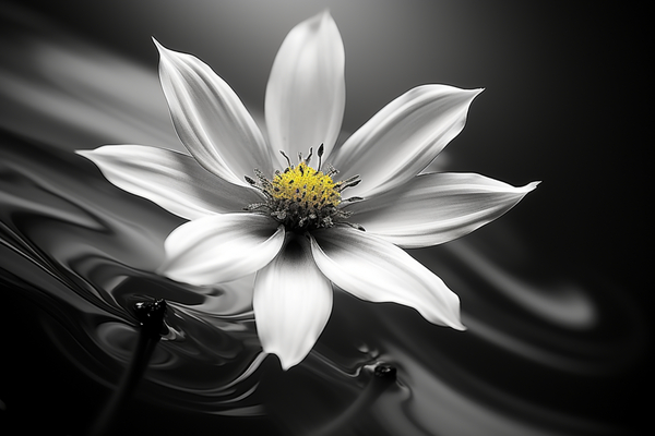 Eclipsed in Bloom – Monochrome Floral Art Print Print