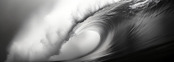Vortex of Foam – Black & White Wave Print Print