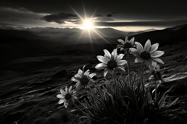 Twilight Bloom – Sunflowers at Dusk Print Print