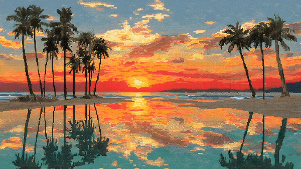 Firewater – Tropical Sunset Reflection Print Print
