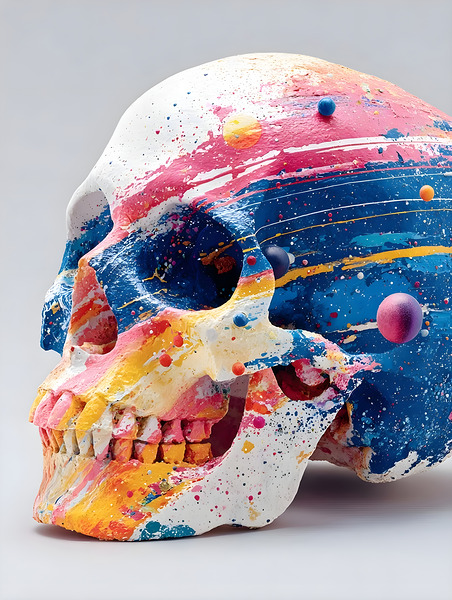 Cosmic Pulse – Abstract Skull Print Print