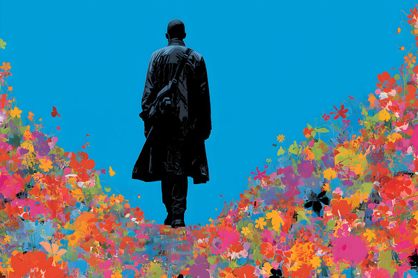 The Bloom Walk – Pop Art Silhouette Art Print Print