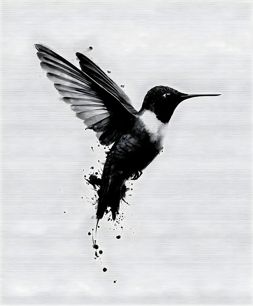 Inkflight – Monochrome Hummingbird Print Print