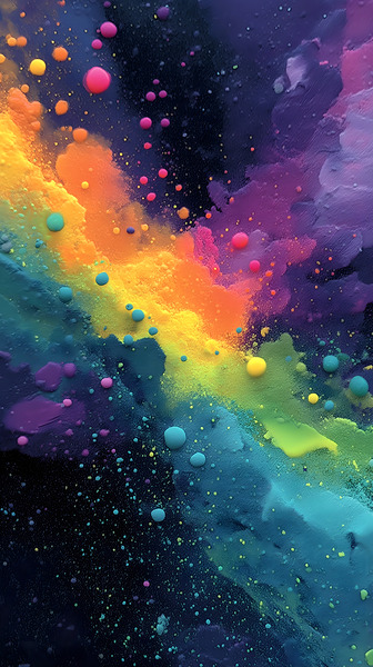 Cosmic Drift – Neon Galaxy Abstract Print Print