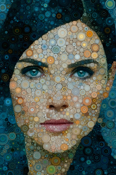 Circular Mosaic Portrait – Women’s Portrait Art Print Print