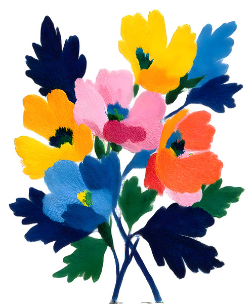 Colorblock Bouquet – Bold Abstract Floral Print Print