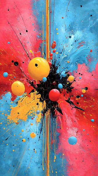 Impact Core – Primary Splash Abstract Print Print