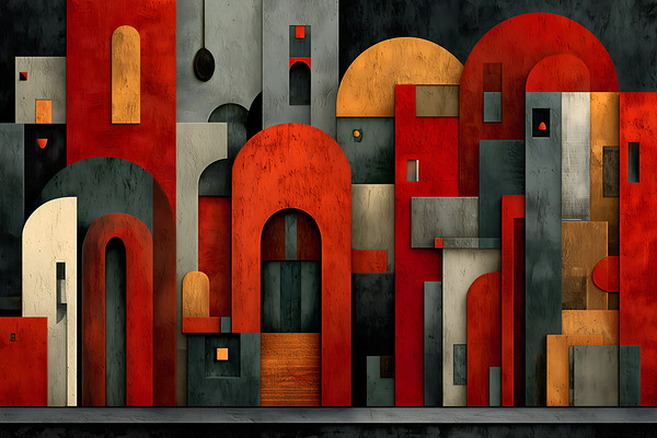 Modern Blocks – Architectural Abstraction Art Print Print