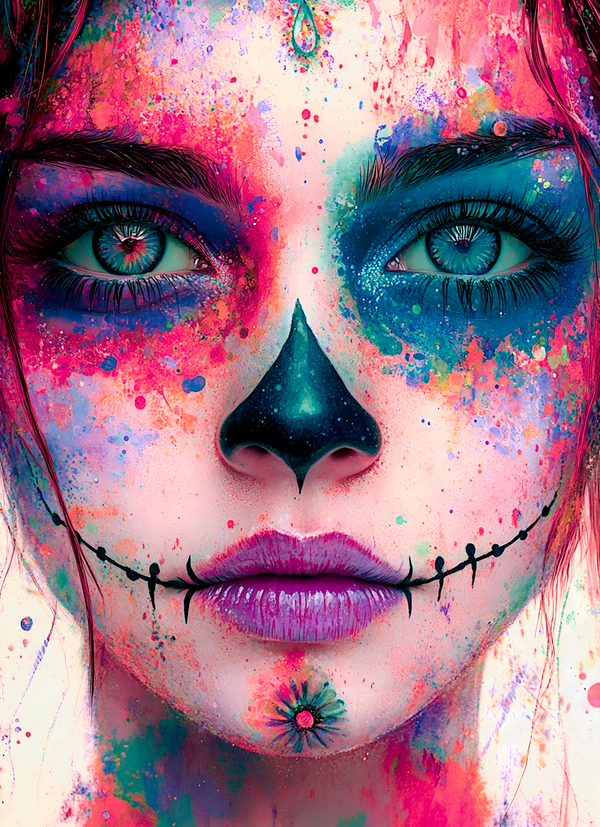 Chica Fiestera De Los Muertos - Party Girl Of The Dead - Dia de los Muertos Art Prints Print