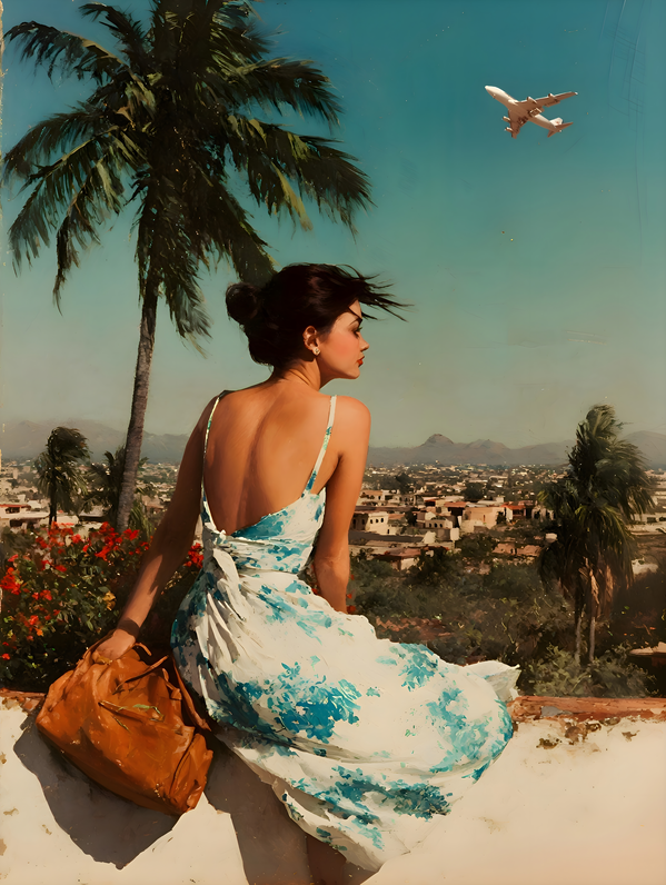 Departure – Retro Travel Muse Print Print