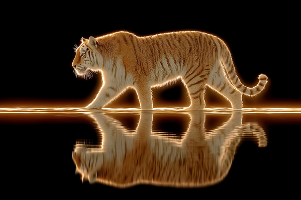 Golden Monarch – Tiger Reflection Print Print