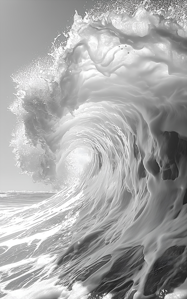 Shore Break - Black & White Wave Art Prints Print