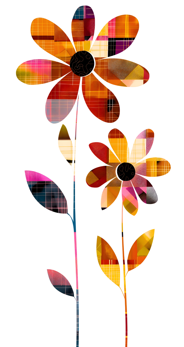 Plaid Botanica 15 - Contemporary Floral Pattern Art Prints Print