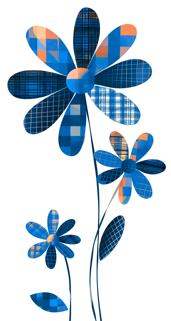 Plaid Botanica 16 - Graphic Floral Art Prints Print