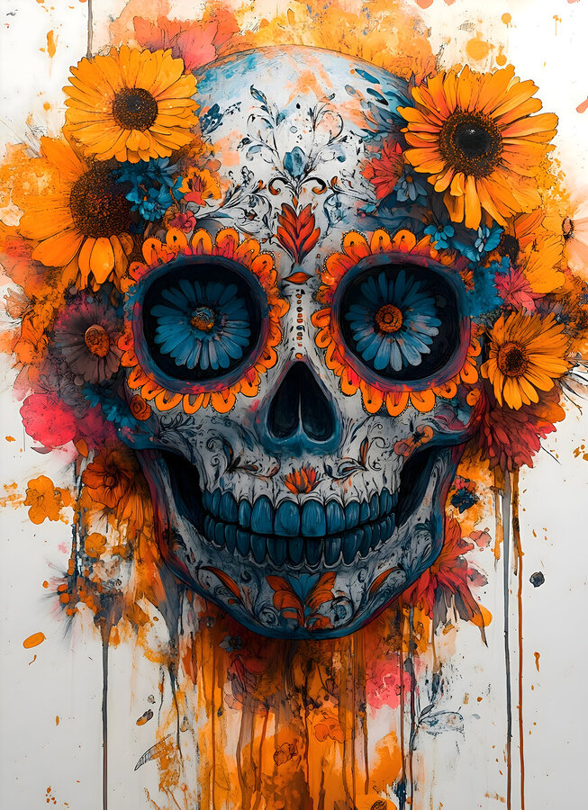 La Sonrisa Eterna – The Eternal Smile Sugar Skull Art Print  Print