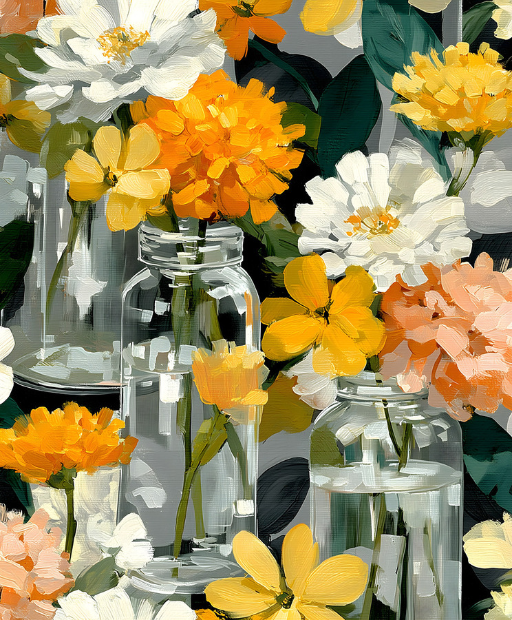 Fleurs Captives - Captive Flowers - Botanical Collage Art Prints  Imprimer