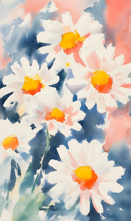 Margherite Al Mattino - Daisies In The Morning - Italian Floral Art Prints  Print