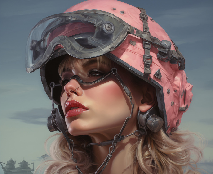 Woman Of War - Tactical Visor Portrait Art Prints  Print
