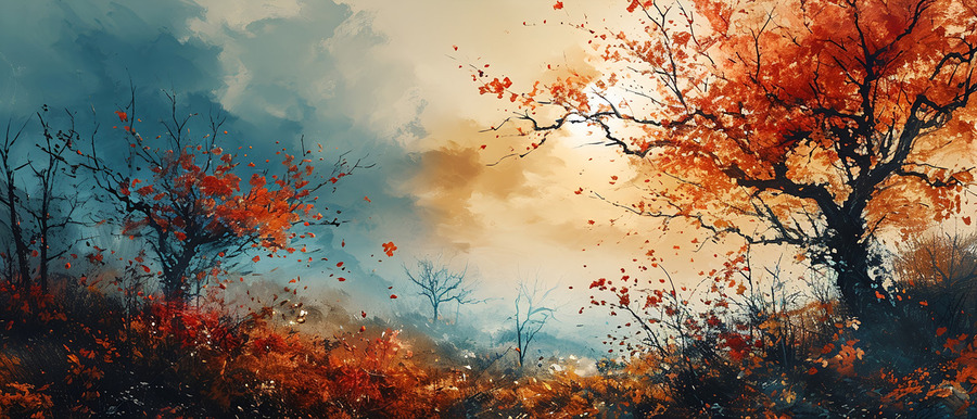 Embers Of Autumn - Modern Floral Field Art Prints  Imprimer