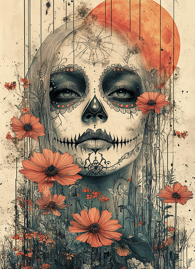 La Guardiana Del Camposanto - The Graveyard Guardian - Dia de los Muertos Art Prints  Print