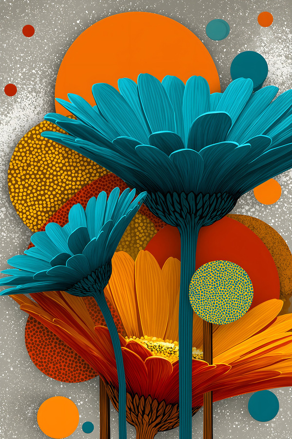 Atomic Petals – Modern Floral Art Print  Print