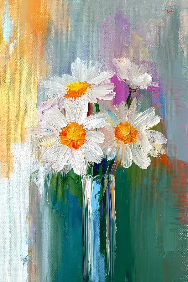 Marguerites Du Dimanche Matin - Daisies On Sunday Morning - Floral Vase Art Prints  Imprimer