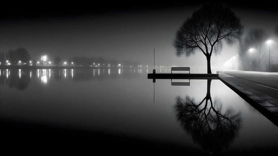 Sit And Reflect - Minimal Monochrome Art Prints  Imprimer