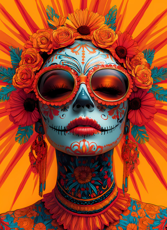 Diosa De Los Muertos - Goddess Of The Dead - Dia de los Muertos Art Prints  Imprimer