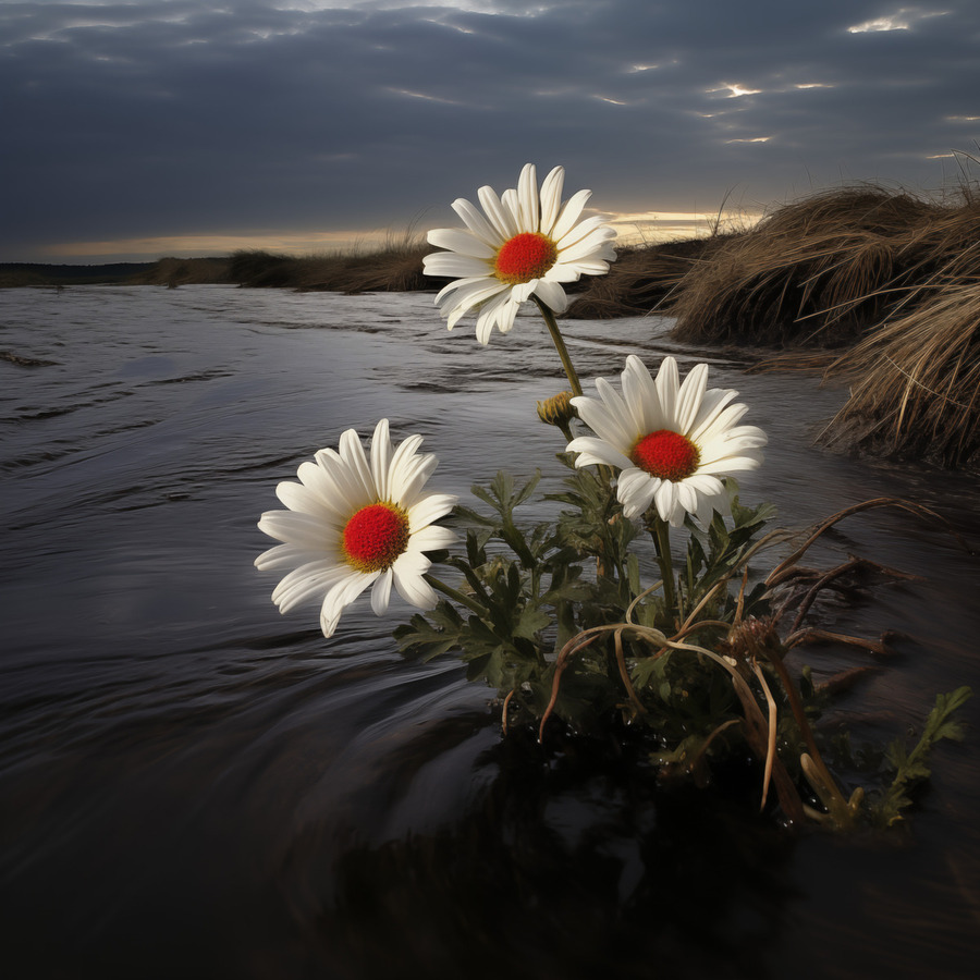 Shoreline Daisies – Coastal Botanical Art Print  Print