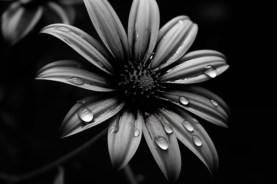 Obsidian Bloom I – Graphic Floral Print  Print