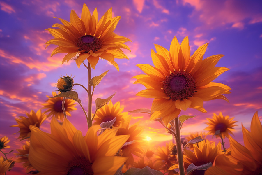 Sunrise Blooms – Sunflowers in the Morning Light Print  Print