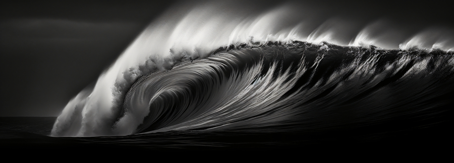 Tempest Curve – Black & White Ocean Wave Print  Print