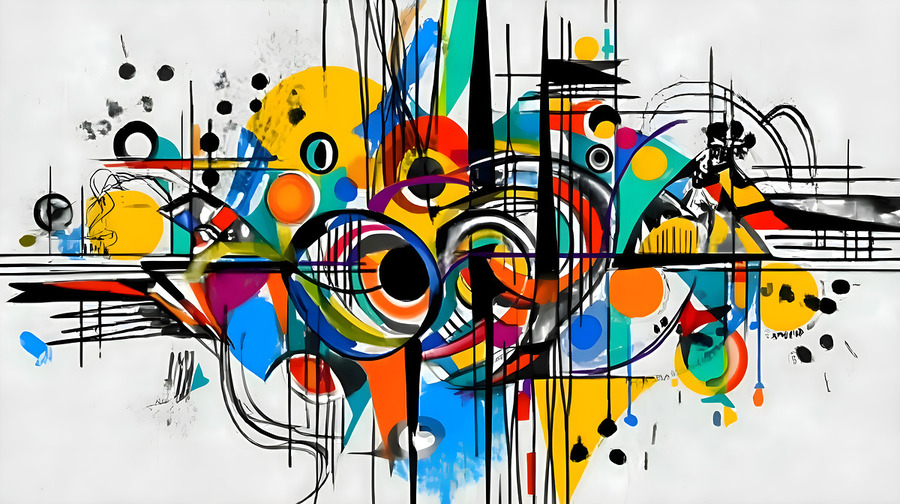 Tantrum – Explosive Line & Color Abstract Print  Print