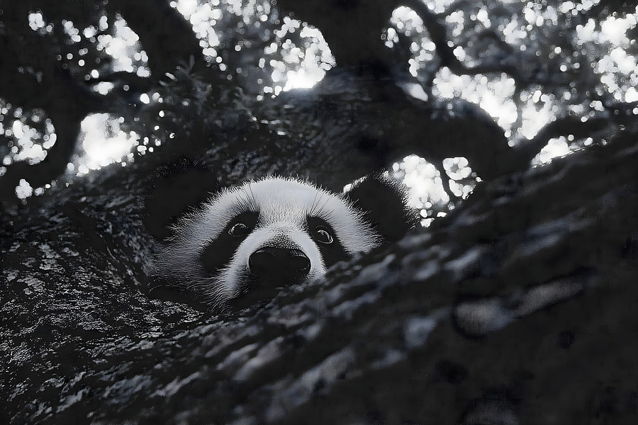 Peek-A-Boo – Panda Portrait Print  Print