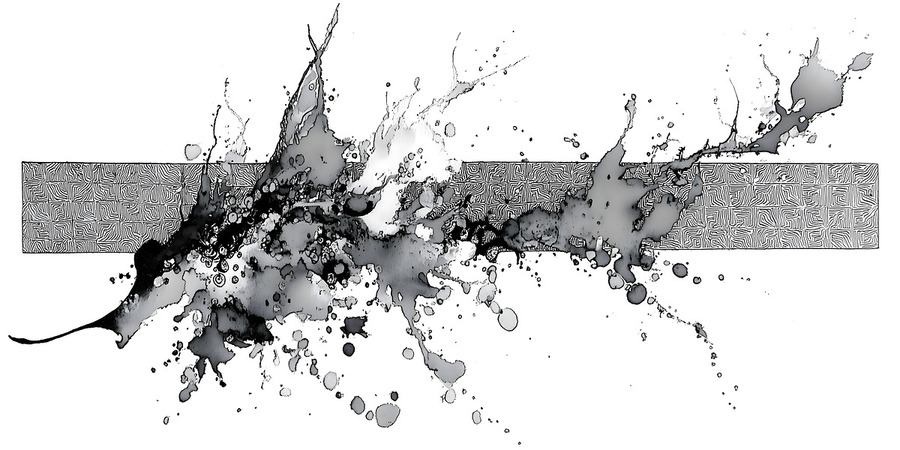 Mono Surge – Minimalist Ink Splash Abstract Print  Imprimer