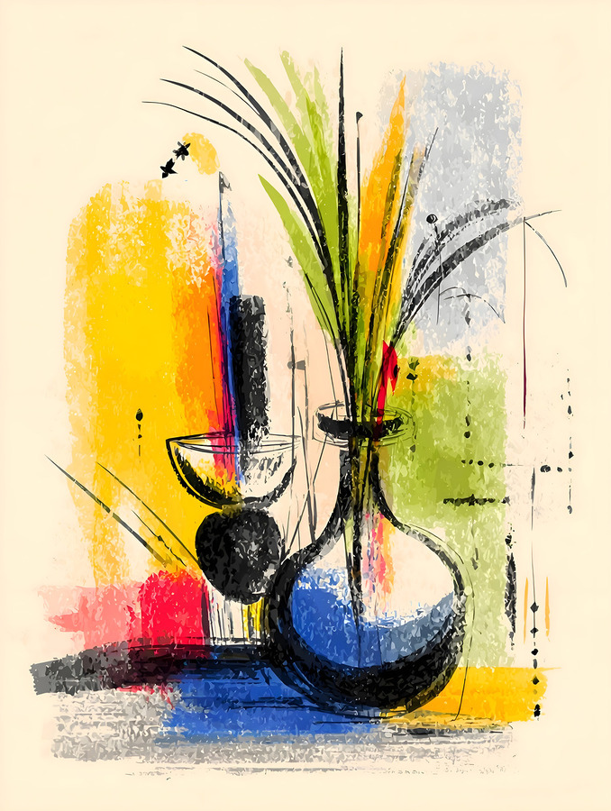Studio Still – Abstract Vase Composition Print  Print