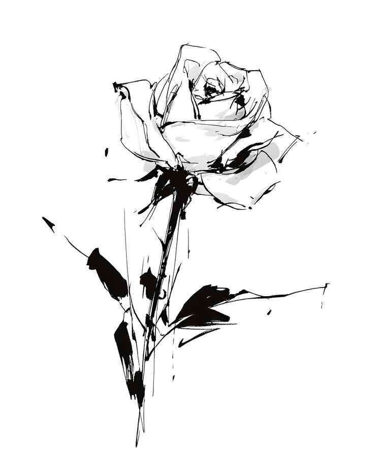 Sketch Rose – Minimalist Botanical Print  Print