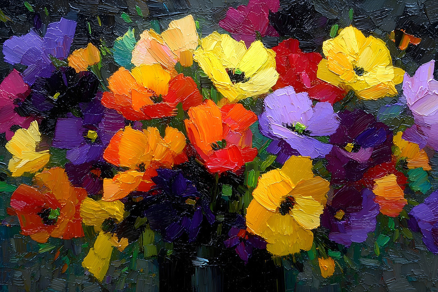 Bloom Rush – Floral Abstract Art Print  Print