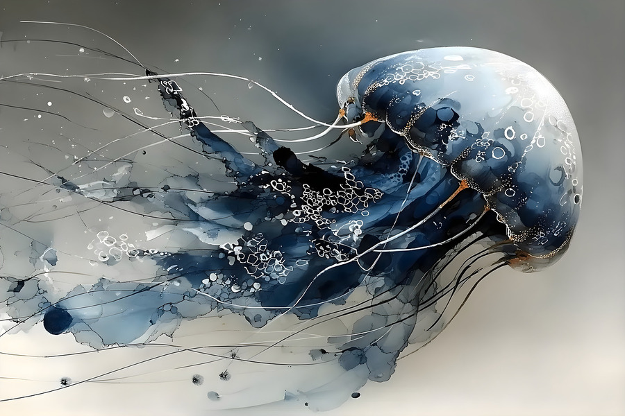 Weightless Grace – Abstract Jellyfish Print  Print