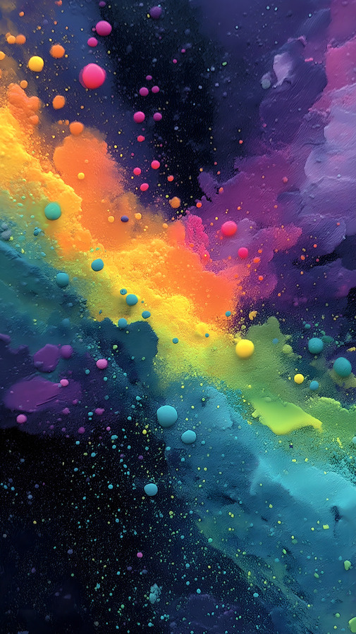 Cosmic Drift – Neon Galaxy Abstract Print  Print