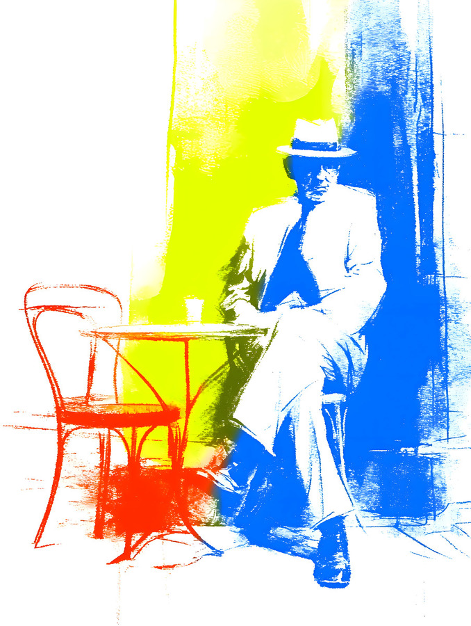 Cafe Chromatique – Modern Abstract Gentleman Print  Print