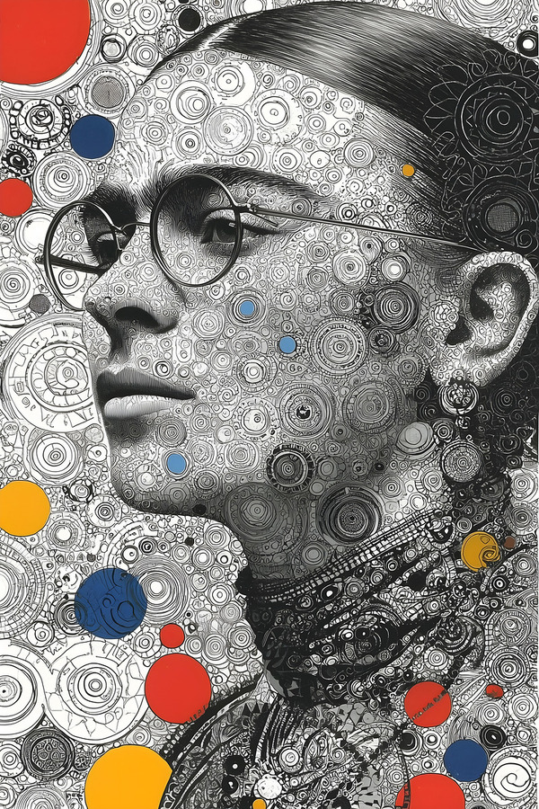 Orbital Intellect – Bauhaus Linework Portrait Print  Print