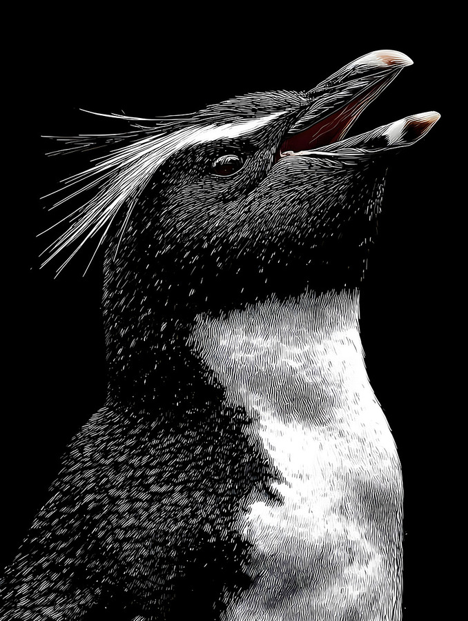 Cry of the Rockhopper – Modern Wildlife Print  Print